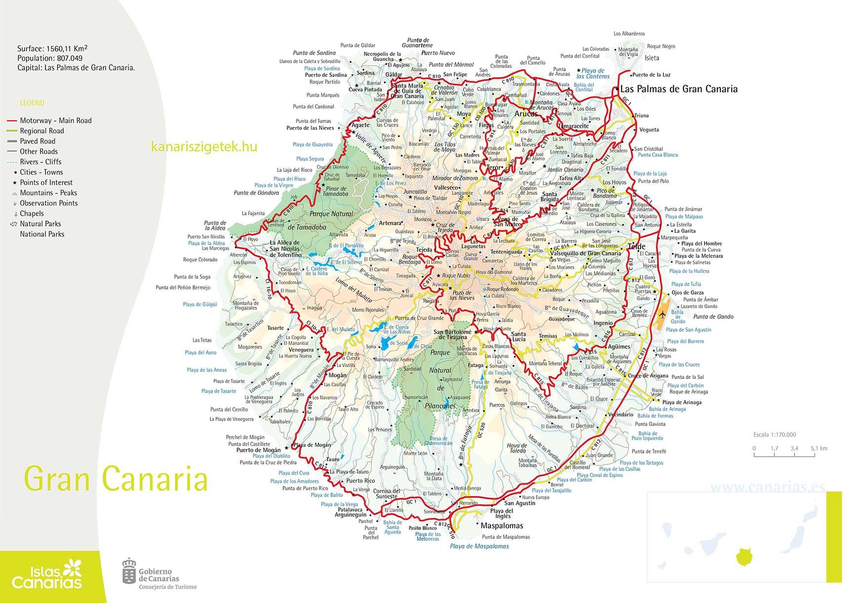 gran canaria térkép Kanári szigetek. Tenerife, Gran Canaria, Fuerteventura, La Palma  gran canaria térkép